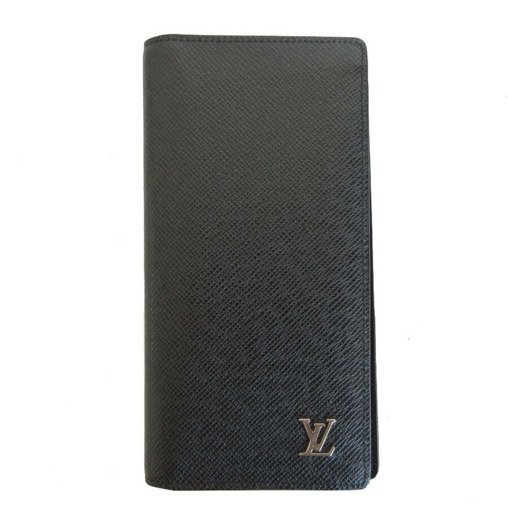 Louis Vuitton Bi fold long wallet Taiga Portefeuille Brazza Black Silver